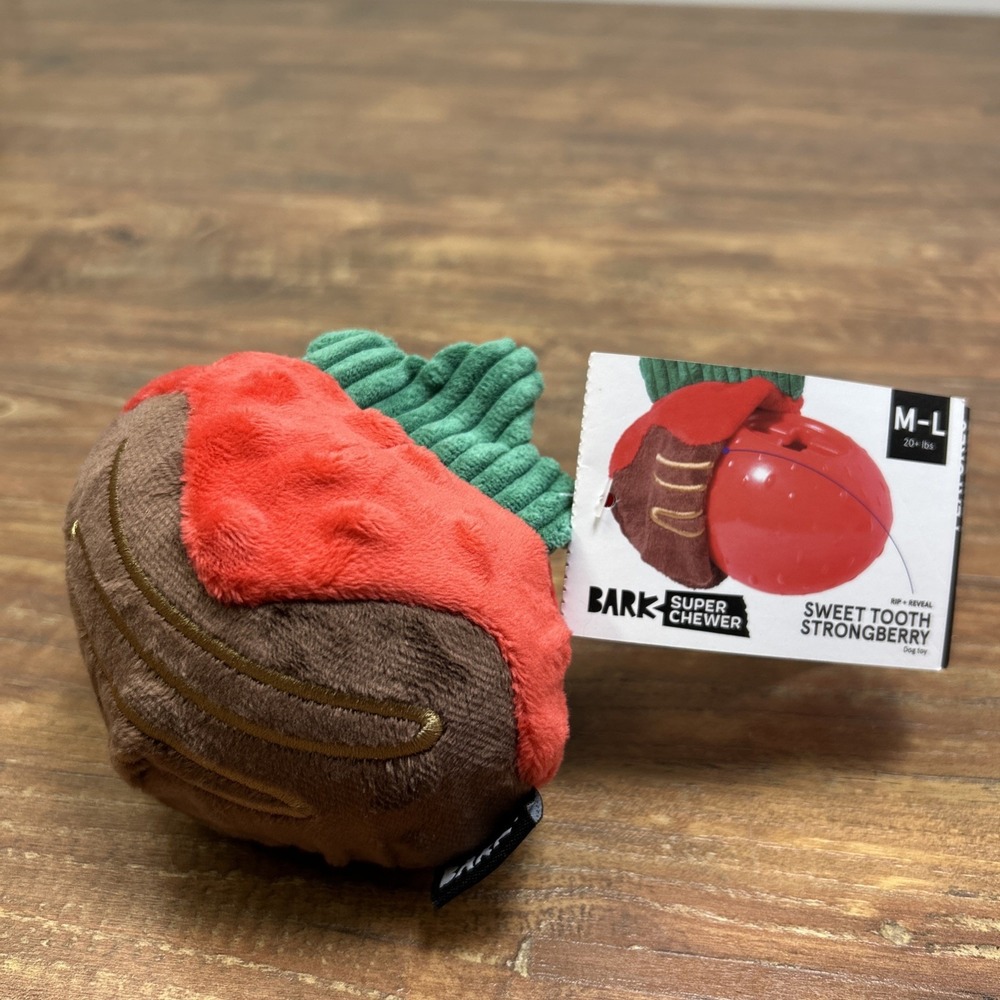 Bark Box Super Chewer Rip & Reveal Sweet Tooth Strongberry Dog Toy M-L NEW!